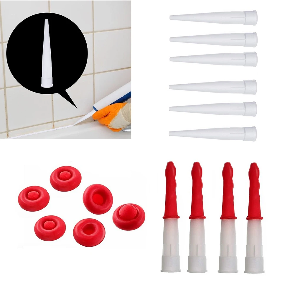 10 PCS Universal Caulking Gun Nozzles Glass Glue Red Nozzles Sealant Silicone Caulking Tips Mouth Home Construction Tools