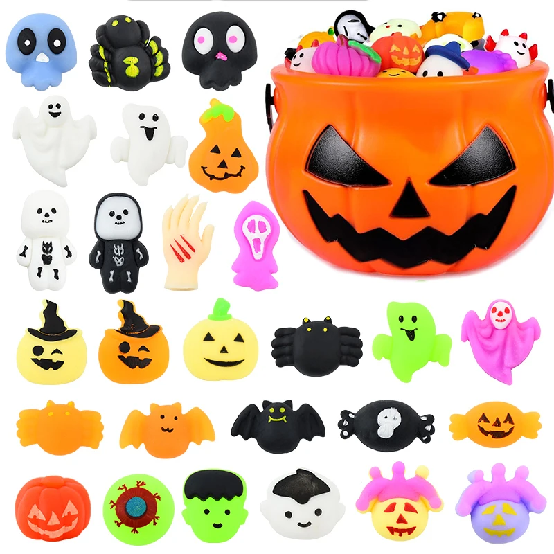 10/20pcs Halloween Bat Pumpkin Ghost Squeeze Stress Relief Toy Halloween Party Gifts Decor Trick Or Treating Goodie Bag Filler