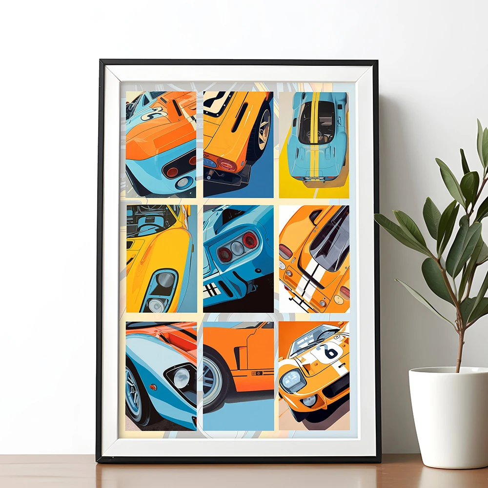 

Abstract Supercar Comic Illustration Vintage Sports Car Poster Luxury Racing Canvas Painting Wall Art Living Room Home Decor