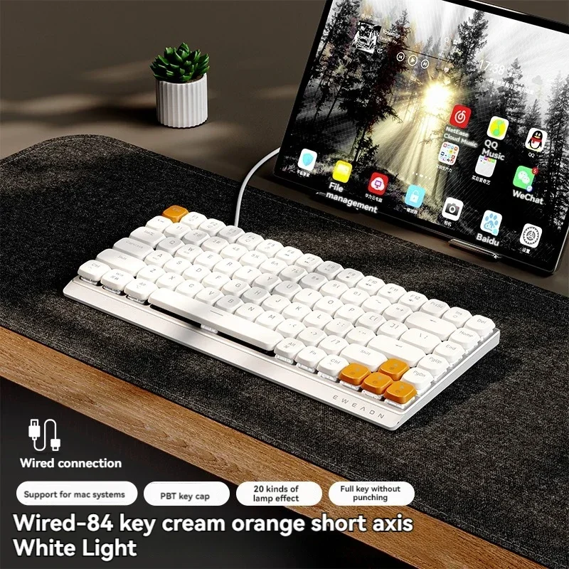 

EWEADN MK84 Low Axis Mechanical Keyboard Portable Long Battery Life Custom 84Key PC Office Gaming Keyboard PC Laptop Accessories