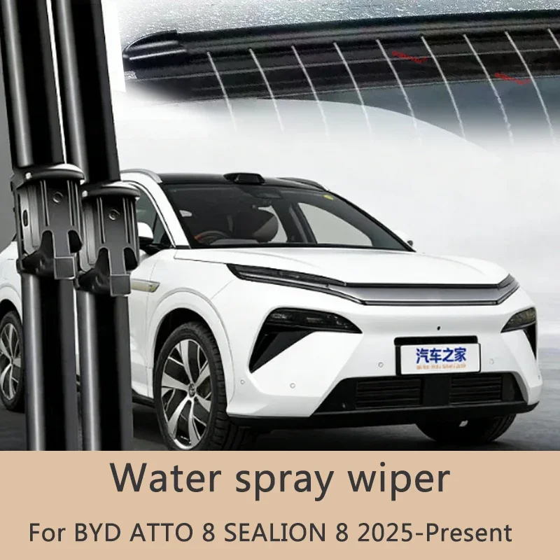 Car Custom Wet Arm Frameless Wiper Blades Upgrade Windshield Water Spray Cleaning Accessories For BYD ATTO 8 SEALION 8 2025 2026