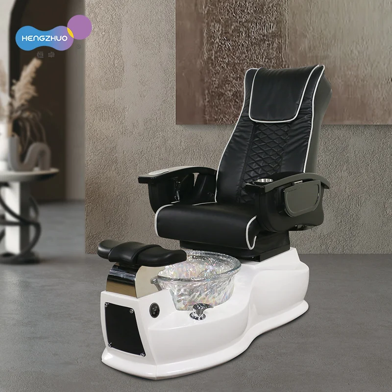 Electric Pedicure Chair with Full Shiatsu Massage 2 Motors & Backrest Fiber Glass Basin Manicure Nail Salon Socket Cup Holder