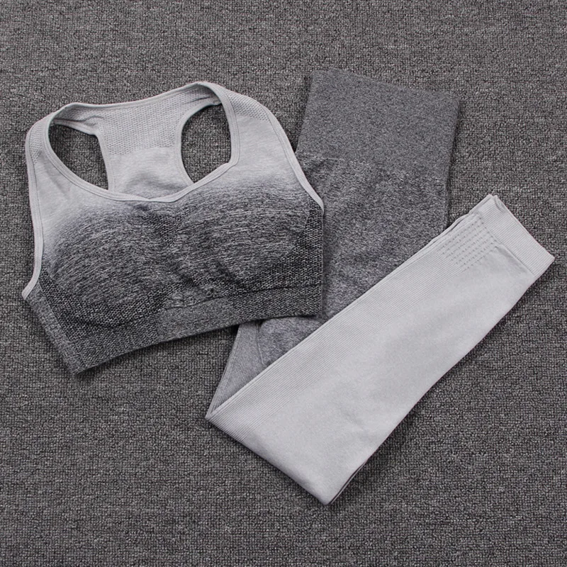 Ombre Yoga Set Women Gym Set Workout Clothes Seamless Fitness Clothing Sports Bra And Leggings Sportswear Fitness Sports Suit