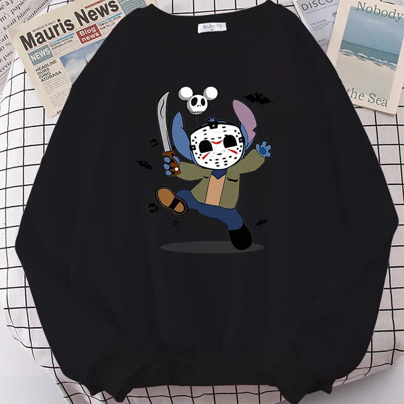 2024 MINISO New Autumn/Winter Boys&Girls Stitch Halloween Print O-Neck Sweater KID/Adult Casual Kawaii Parent-Child Pullover