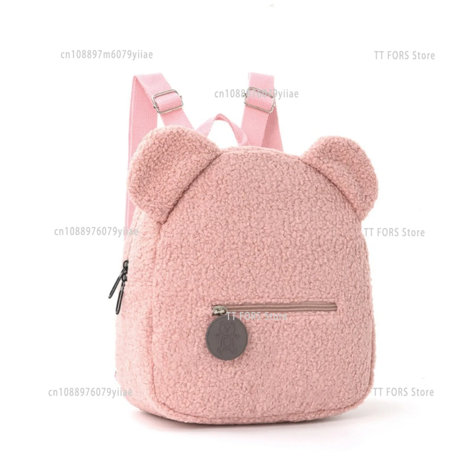 

Cute Bear Ears Wool Children's Small Backpack Girls Toddler Casual Warm Wool Backpack Boys Girls Birthday Back To School Gift