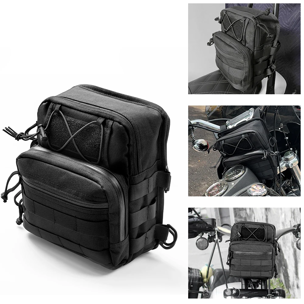 Universal Motorcycle Tool Bag For Harley Handlebar Bag Durable Front Handle Bar Large Capacity Sissy Bar T-Bar Handlebar Bag