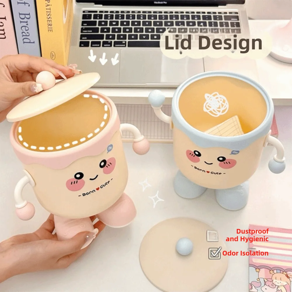 Cartoon Style Desktop Organiser New Design Space-Saving Design Makeup Brush Storage Multipurpose Desktop Waste Basket