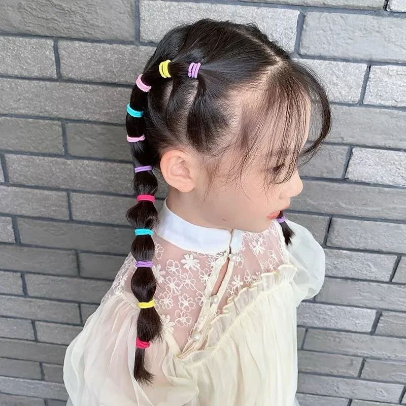 Diademas de nailon para niña, cintas elásticas de colores para coleta pequeña, lazos para el pelo, adornos de bandas de goma, 50/200 piezas