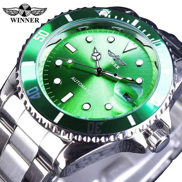 Fashion Winner Luxury Brand Mechanical Business Automatic Watch For Men Rotatable Bezel Luminous Dial Full Stainess Steel Watch