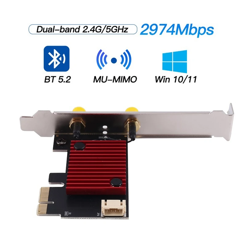 محول لاسلكي PCIE ، 3000Mbps ، واي فاي 6 ، بلوتوث 5.2 ، بطاقة واي فاي الشبكة ، ثنائي النطاق ، 2.4G ، 5Ghz ، 802.11AX ، Win 10 ، 11