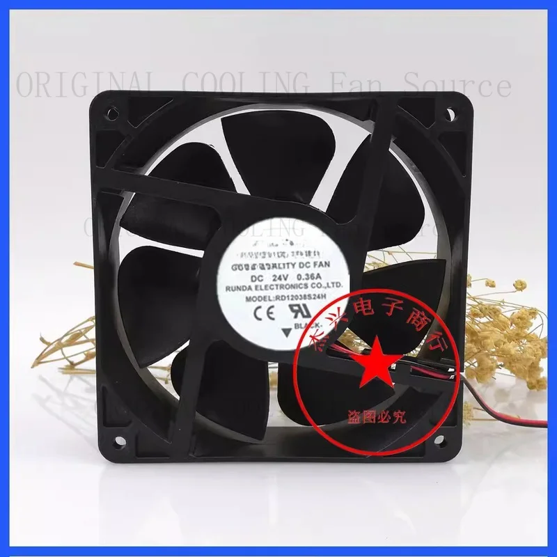 H  FOR RUNDA RD12038S24H 12038 DC24V 0.36A 12CM 2-Wire Cooling Fan
