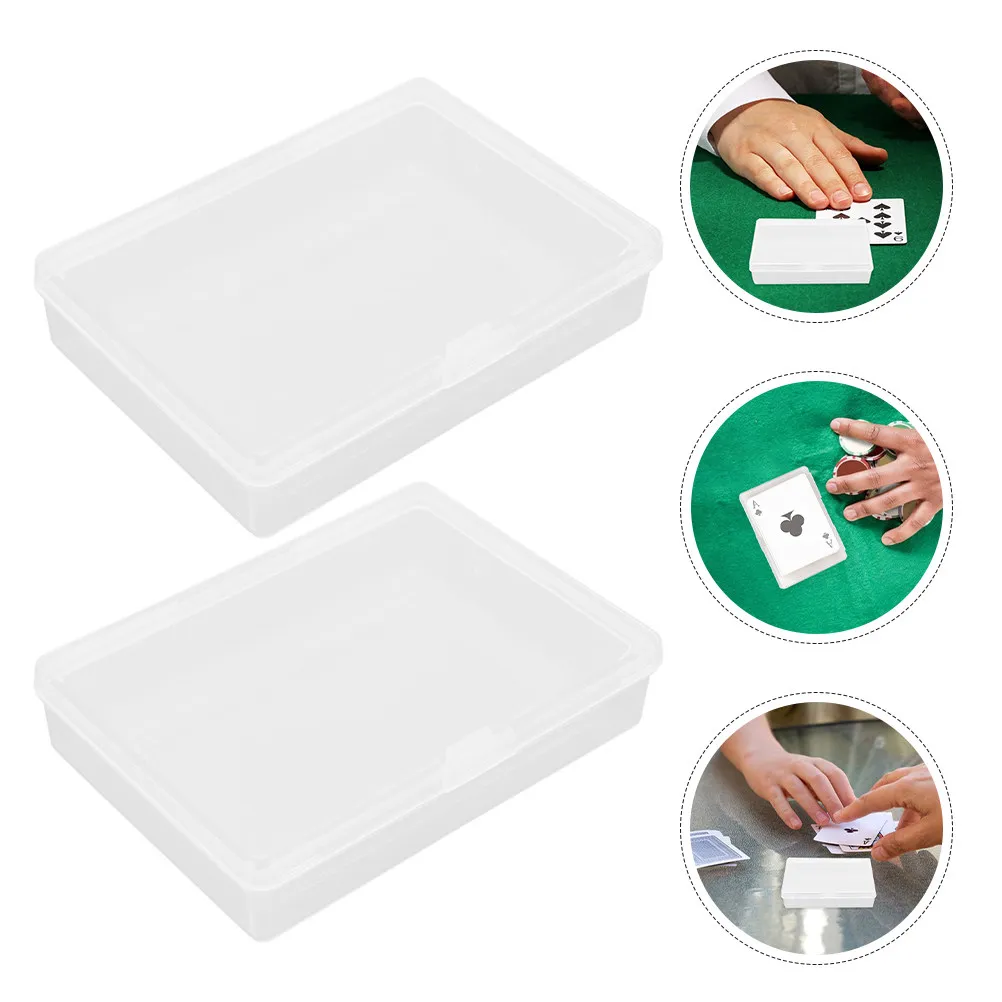 12個入り-透明カードボックス-長方形-プラスチック製-積み重ね可能-収納容器-ヒンジ付き蓋-ゲームカード、ビーズ、アクセサリー、手芸用品用