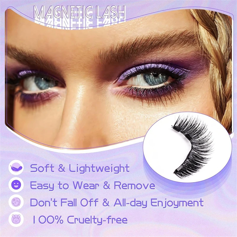 Hochwertiges, antiempfindliches, weiches, bequemes Chemiefaser-4-Magnete, wiederverwendbares und leichtes V-Wimpernzangen-Set