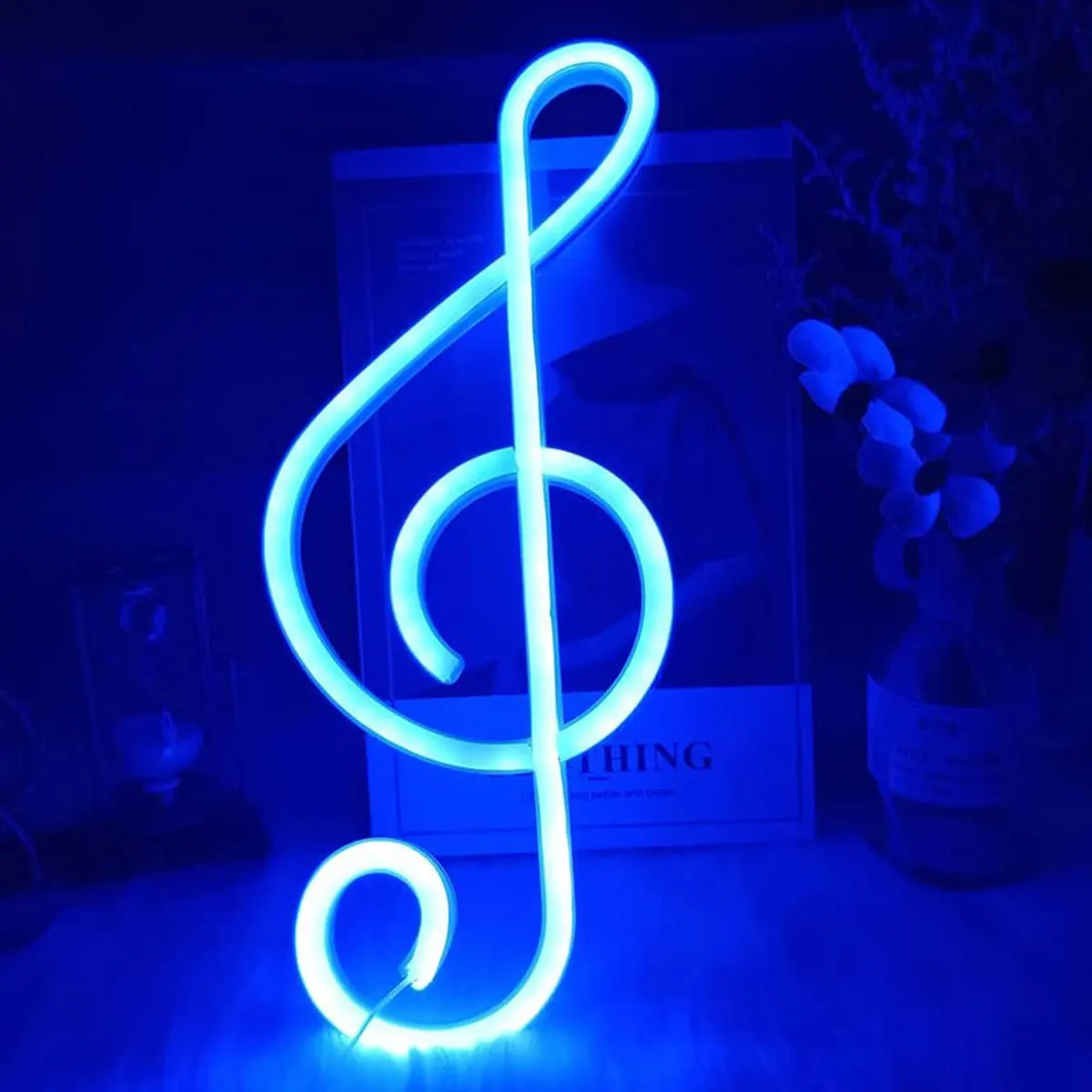 Powered Colorful Neon Lamp LED Music Note Neon Light  Wall Mounted Music Note Nightlight Table Light Home Decor