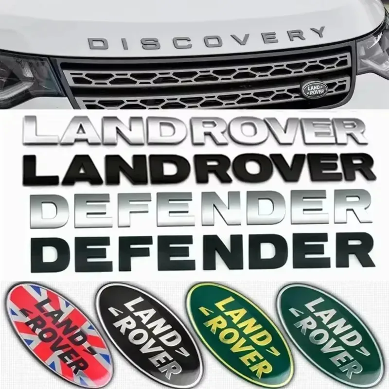 Capa de capô de carro com letras 3D emblema para Land Rover Range Rover Velar Sport Discovery 2 3 4 Defender adesivo frontal