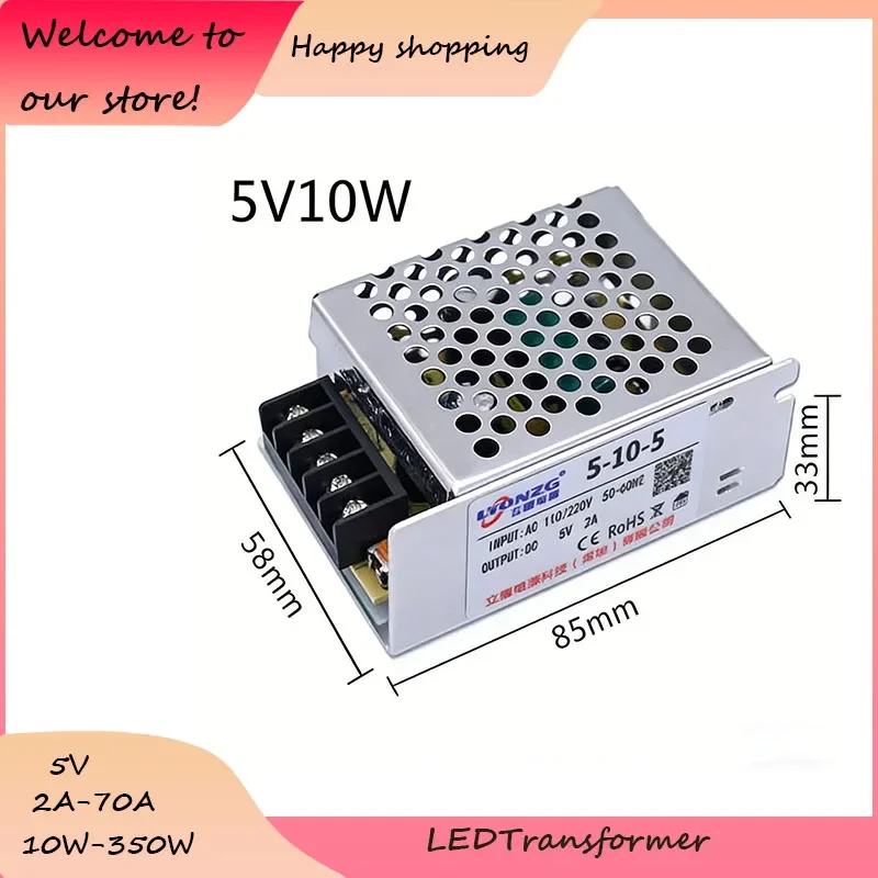 1 Pcs 10W-350W Monitor DC Transformer, AC 110V-220V Input 5V Output Voltage  2A 4A  5A  6A  10A  20A  40A  60A Output Curren