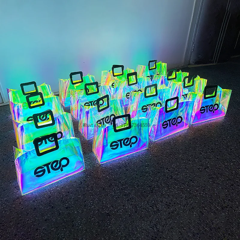 

Colorful laser bag PVC plastic shoulder tote bag Special advertising activity for wine production Exhibition gift bag companion