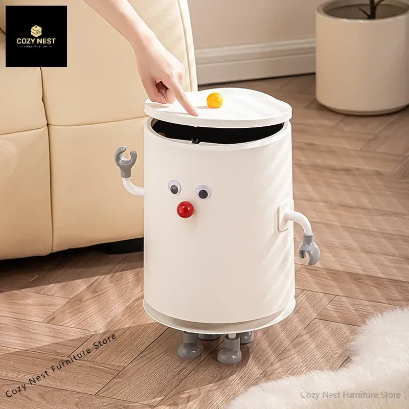 Drücken Sie den Mülleimer, hochwertiges und großes Haushalts-Cartoon-Wohnzimmer, groß mit Deckel, kreative und niedliche DIY-Hygiene