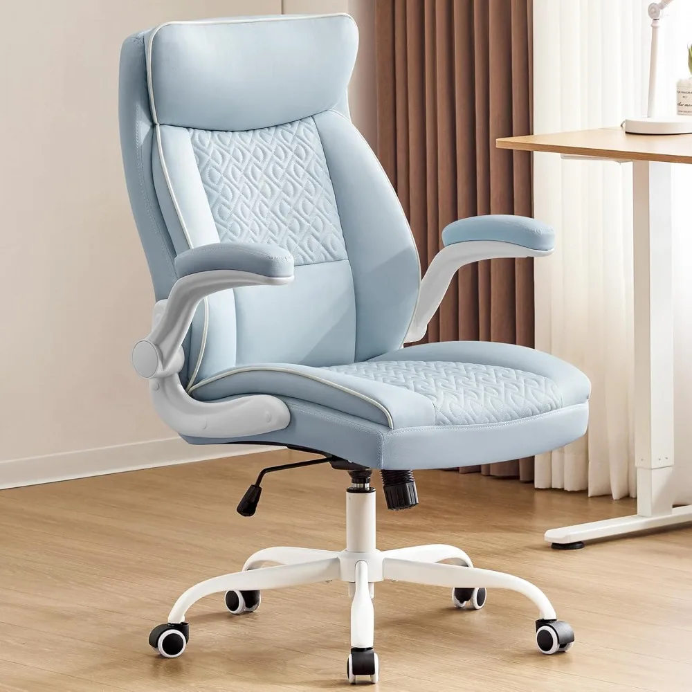 

Executive Office Chair, Computer Desk Chair with Lumbar Support,Comfortable Leather Home Office Chairs 400lbs with Padded Flip