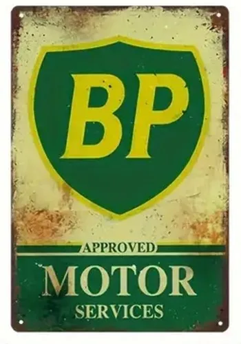 BP Approved Motor Services Vintage Novelty Metal Sign ; Wall Art