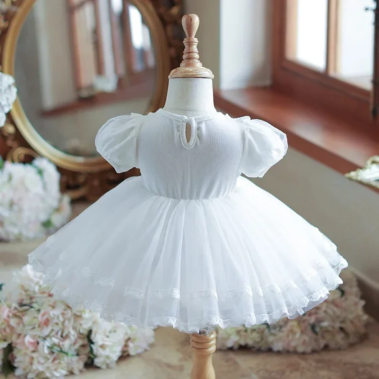 القوس كم طويل شبكة كرنفال الزفاف زهرة فتاة فستان فتاة 2025 جديد 1-8 سنة فتاة لوليتا فستان الأميرة #4