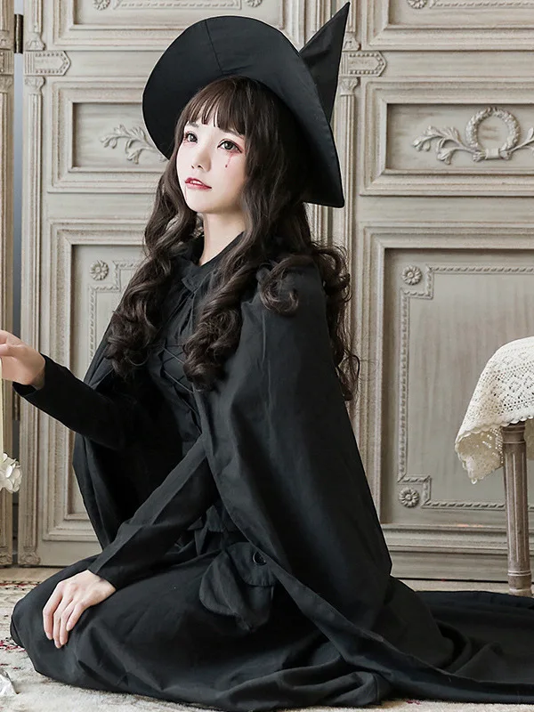 loween  Witch Princ Long Dr Costume Women's Role-play Faionable Cloak oulder-length Hair Accories