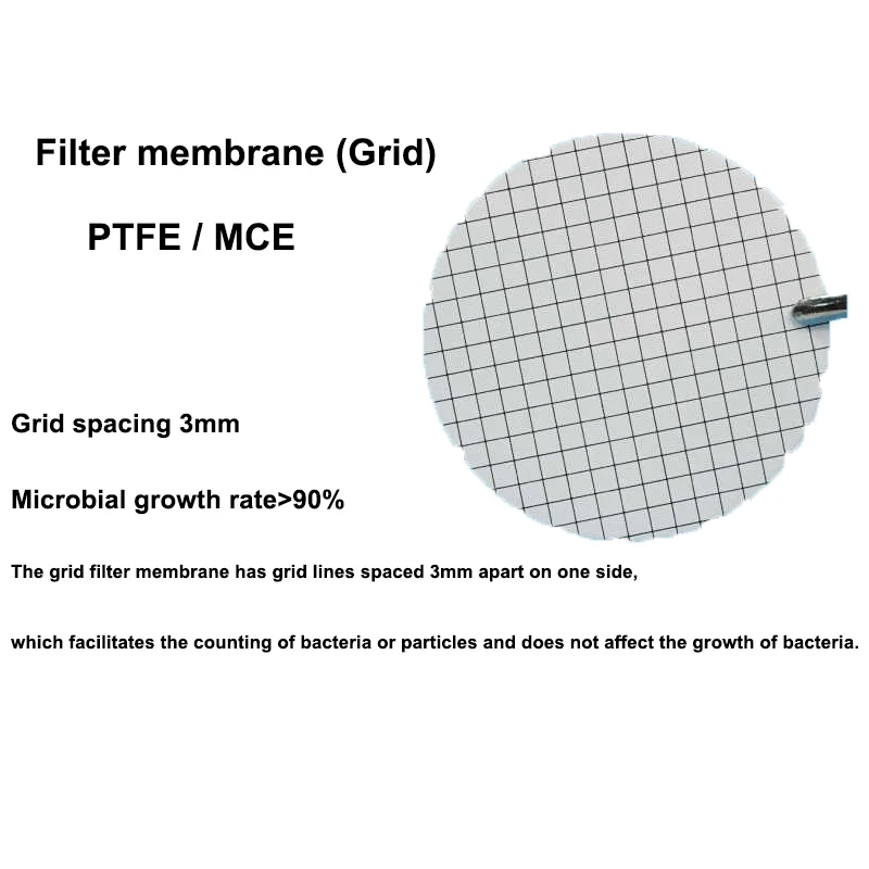 PTFE MCE 50pcs Filter Membrane Grid Membrane 47mm 50mm 0.22um 0.45um Water Based Acid And Alkali Resistant Non Sterile