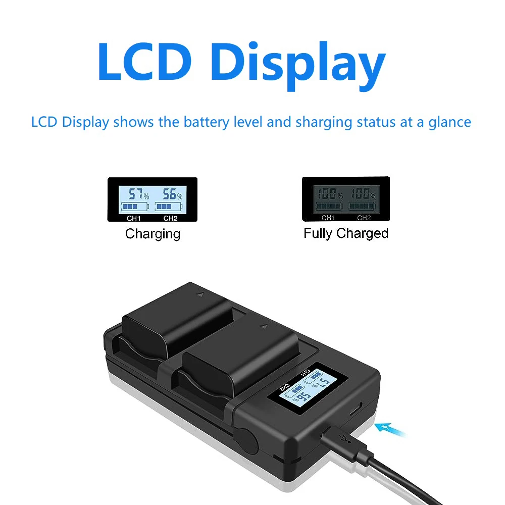 Mcoplus NP-FW50 USB Dual Charger for SONY NP-FW50 Battery NEX-3 NEX-5 NEX-6 SLT-A55 A33 A55 A37 A3000 A5000 A6000 A6300 ZV-E10