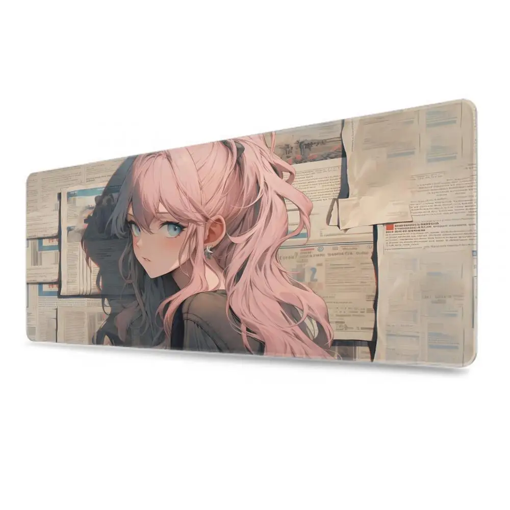 Mouse Pad Kawaii Girl Desk Mouse Pad Cute HD Desk Pad Extended Gaming Keyboard Mats Large XXL Cute Pink Gamer Mousepad 900x400