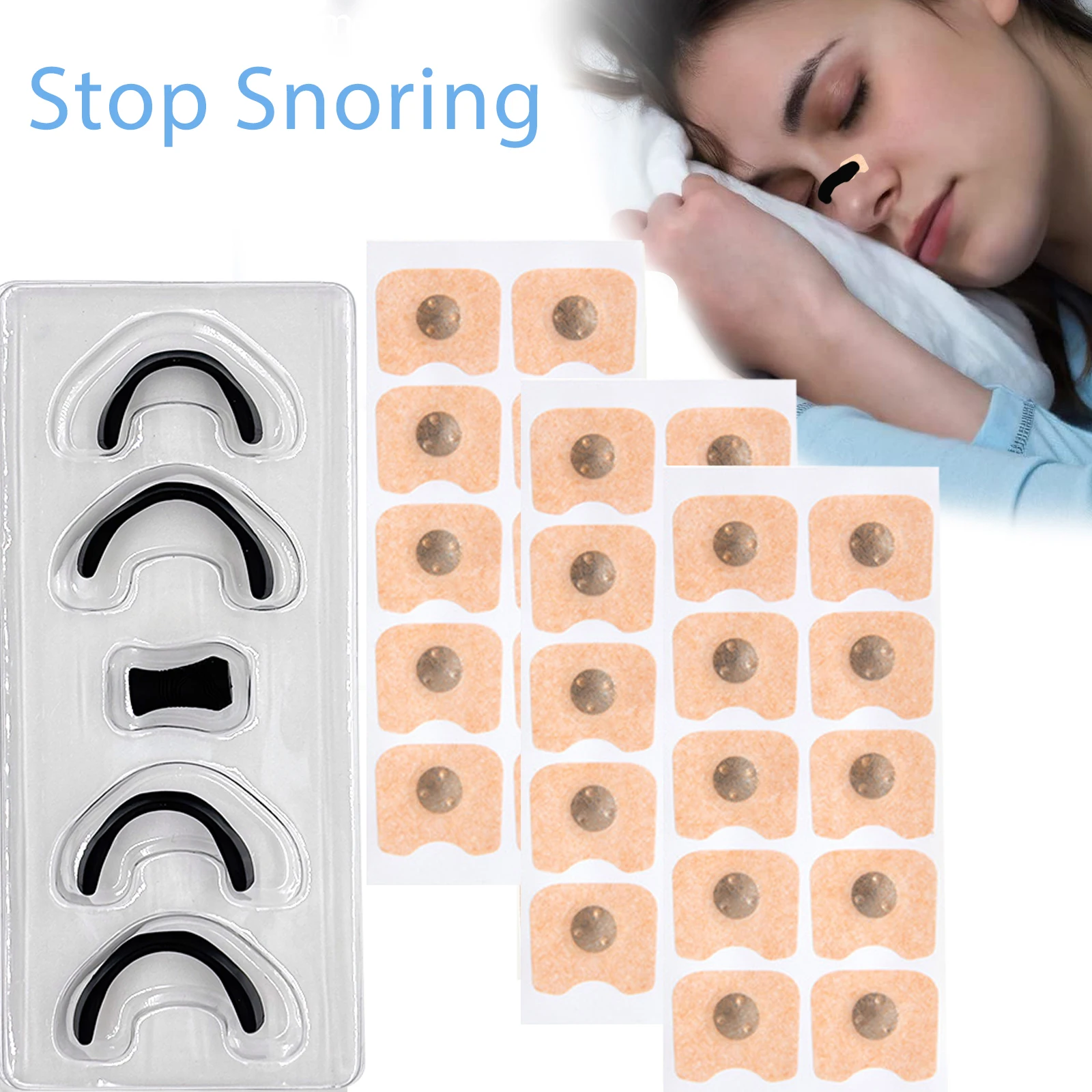 

Anti-Snoring Nasal Strips Kit Magnetic Nose Strips for Nasal Breathing Dilators Sports Air Improvement And Better Sleeping