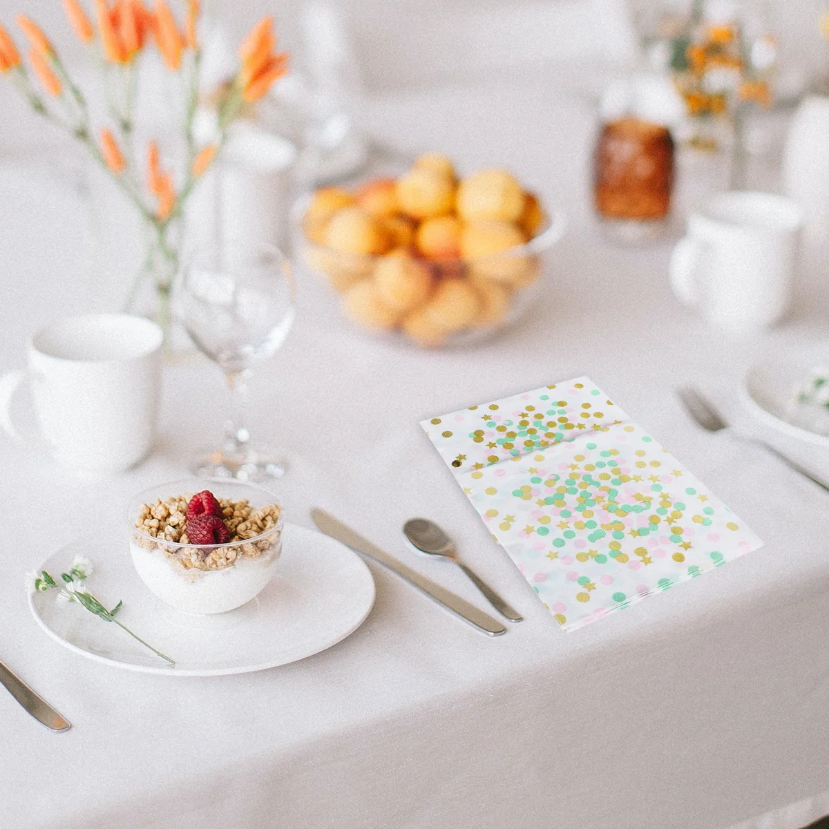 

20Pcs Luxury Gold Printed Paper Napkins Vibrant Party Dinner Tissues with Dots Stars Design for Wedding Birthday Baby Shower Use