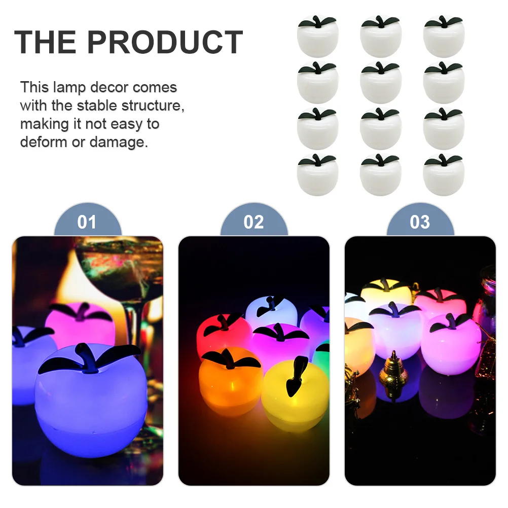 

12Pcs Lovely Fruit Light Ornament Durable Compact Size for Indoor Scene Light Decor Xmas Celebration Fruit Lamp