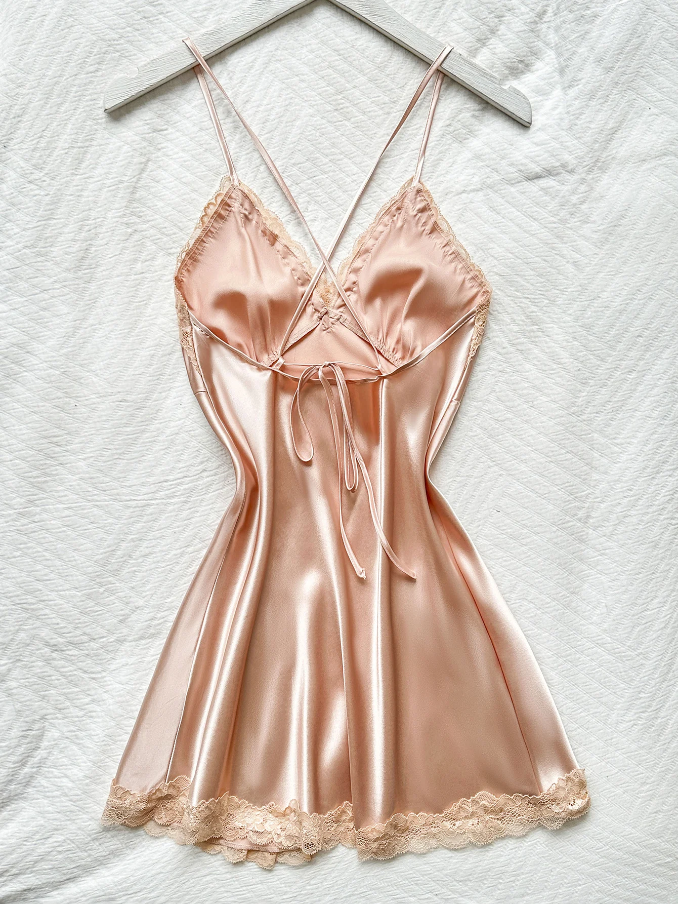 Women's V Neck Lace Nightdress Thin and Breathable Sleepwear Fashionable Halter Dress Pajama For Summer image 2