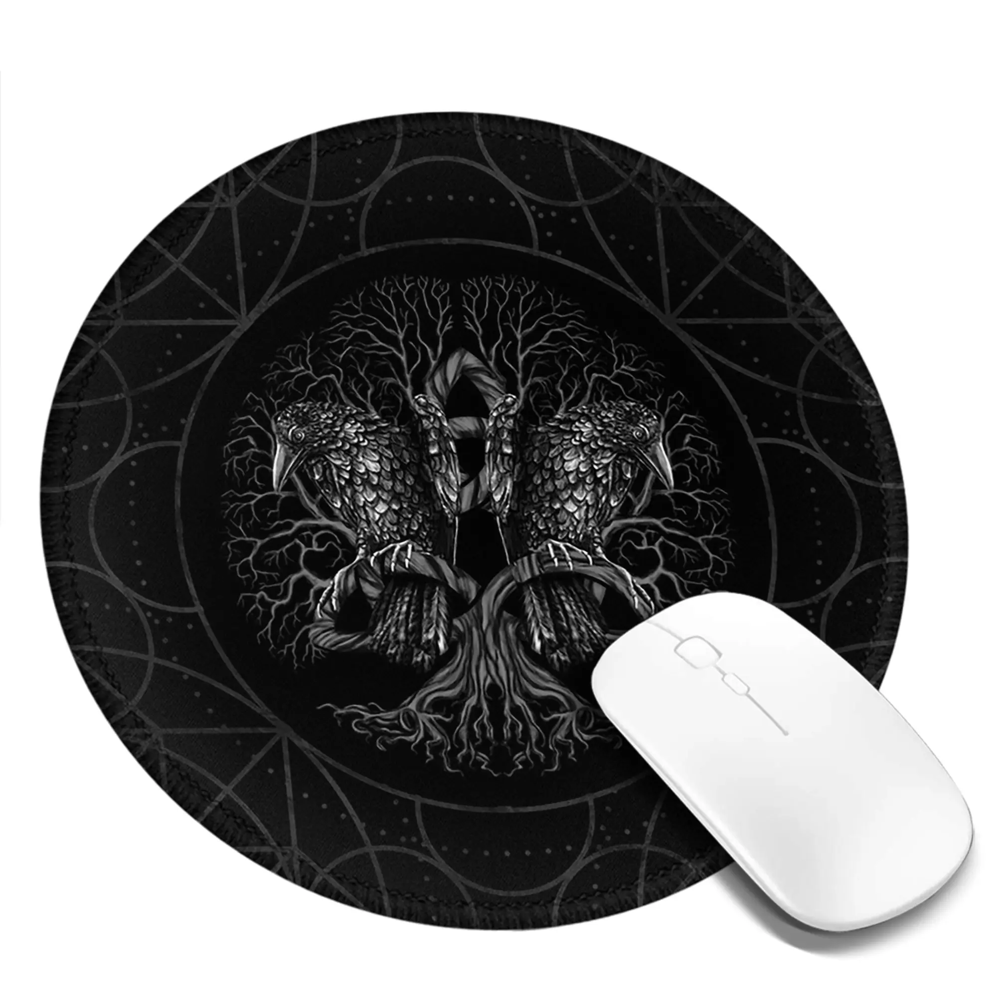 Tree of life Yggdrasil with raven Mouse Pad Computer Keyboard Mouse Mat Gaming PC Laptop Desk Mat Office Accessories Table Mats