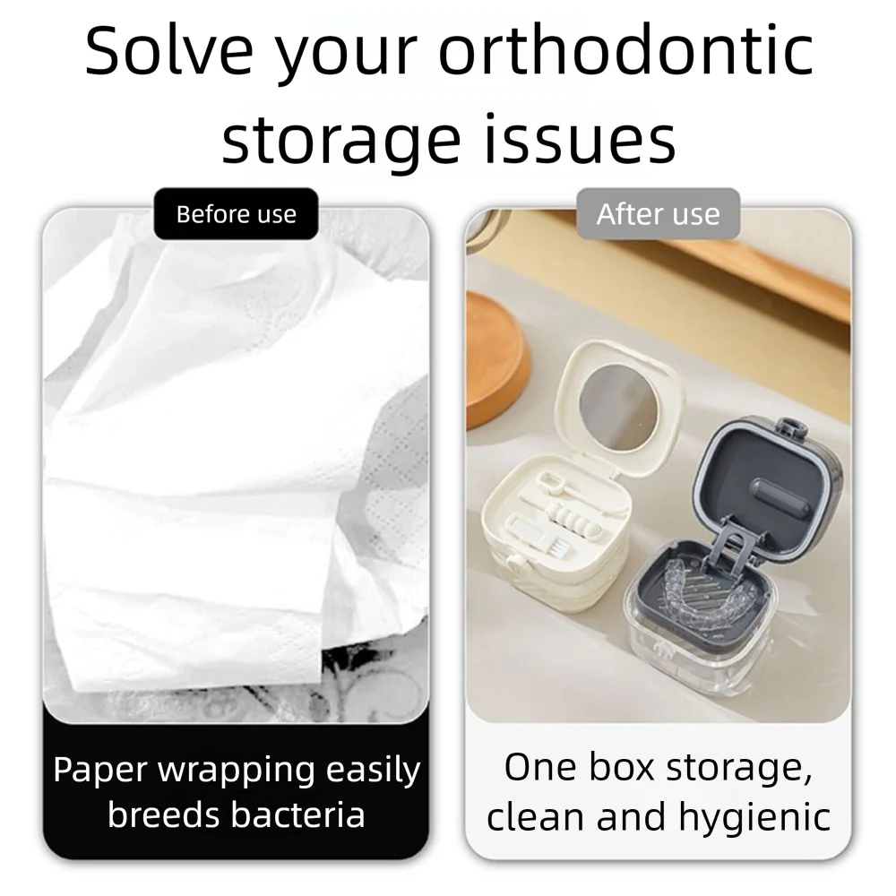 

Прозрачный двухслойный ящик для хранения брекетов, универсальный портативный ортодонтический фиксатор с кистью и зеркалом, легкий вес