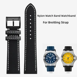 22mm Top Quality Nylon Watch Band Watchband Black Blue For Breitling Strap for NAVITIMER WORLD Avenger/Navitimer Belt