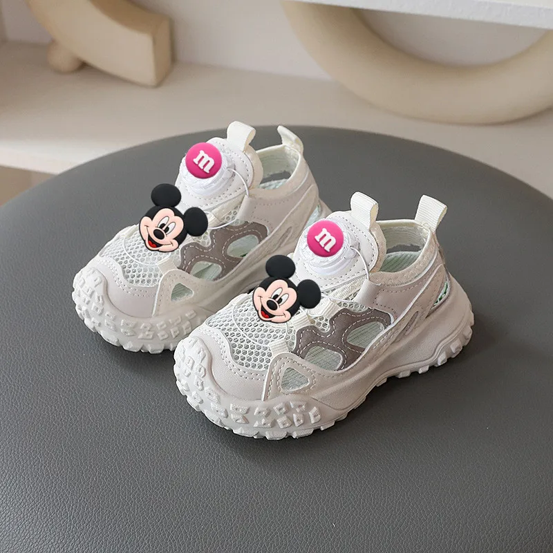 صنادل ديزني فيرست ووكرز الرياضية للأطفال بأزرار دوارة، أحذية صيفية ميكي ماوس كارتونية للأولاد، أحذية كاجوال للفتيات بفتحات شبكية #3