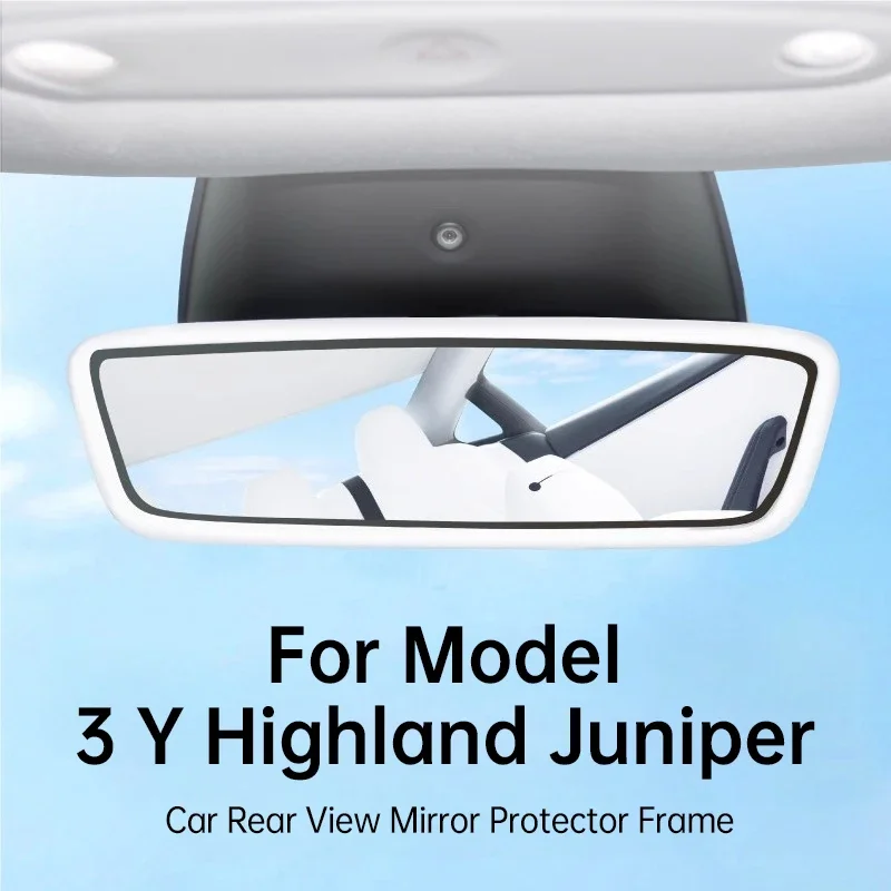 

For Tesla Model 3 Y Highland Juniper Car Rear View Mirror Protector Frame Silicone Anti Scratch Rearview Rubber Cover Case