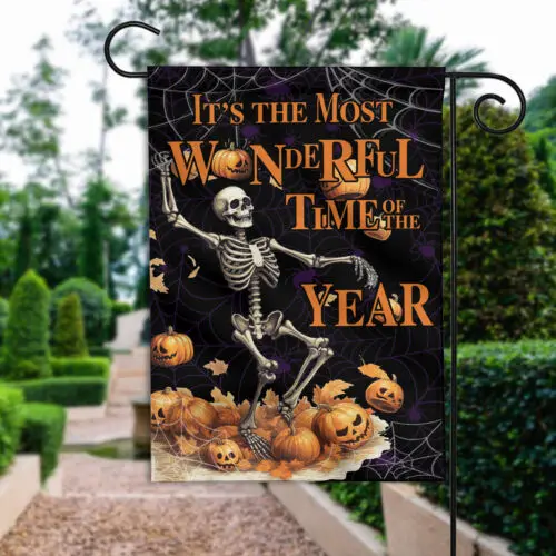 Halloween Skeleton Dancing It’s The Most Wonderful Time Of The Year Flag, Flag GGP FFL EEN
