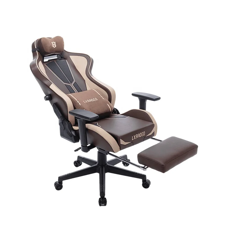 

Custom Leather Computer Gamer Chair Chair Gaming With Retractable Footrest