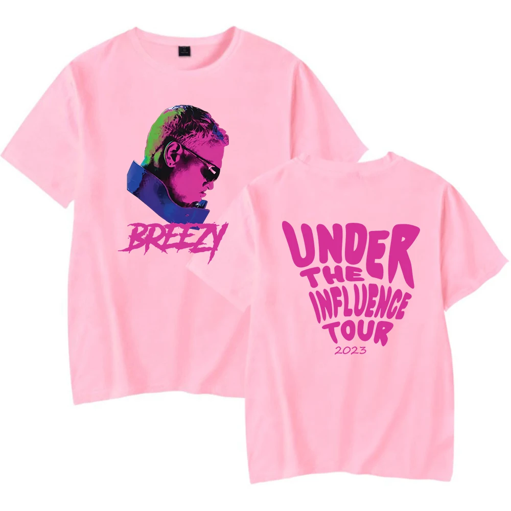 Chris Brown Under The Influence Tour Breezy T-shirt Crewneck Short Sleeve Tee Women Men's Tshirt Hip Hop Clothes