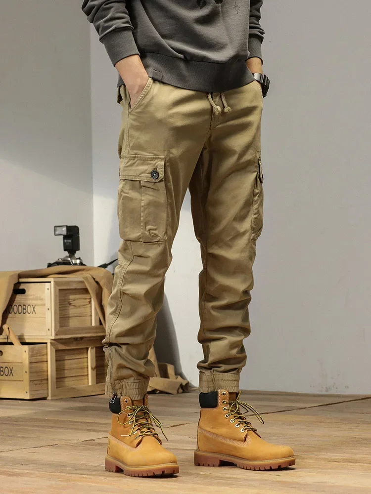 2024 nuovi pantaloni Cargo Multi-tasche primavera estate uomo Streetwear cerniera gamba pantaloni da lavoro Skinny pantaloni tattici Casual in cotone