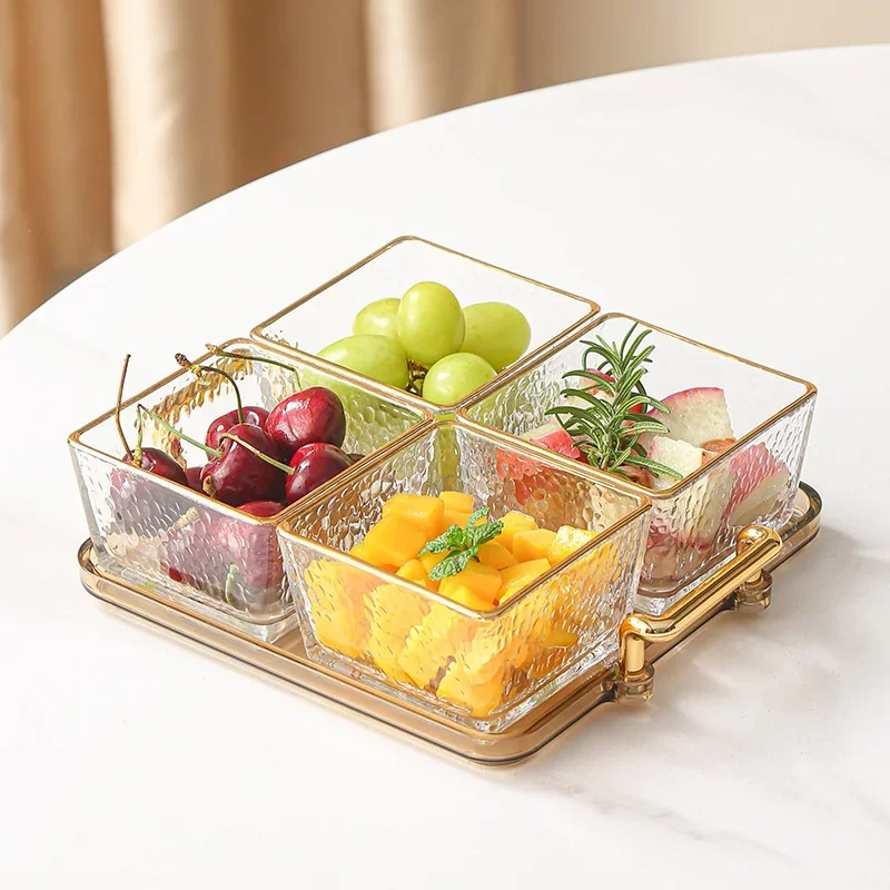 

3/4 pieces of light luxury style acrylic storage box snack tray can hold fruit nuts snack salad living room fruit platter
