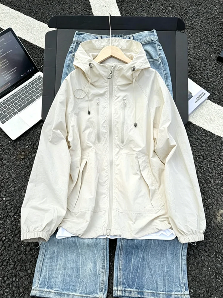 

Outdoor Ice Silk Hat Light Breathable Men's Summer Sportswear Cycling Suit Workwear Jacket Loose Fit Long Sleeve Zipper Closure
