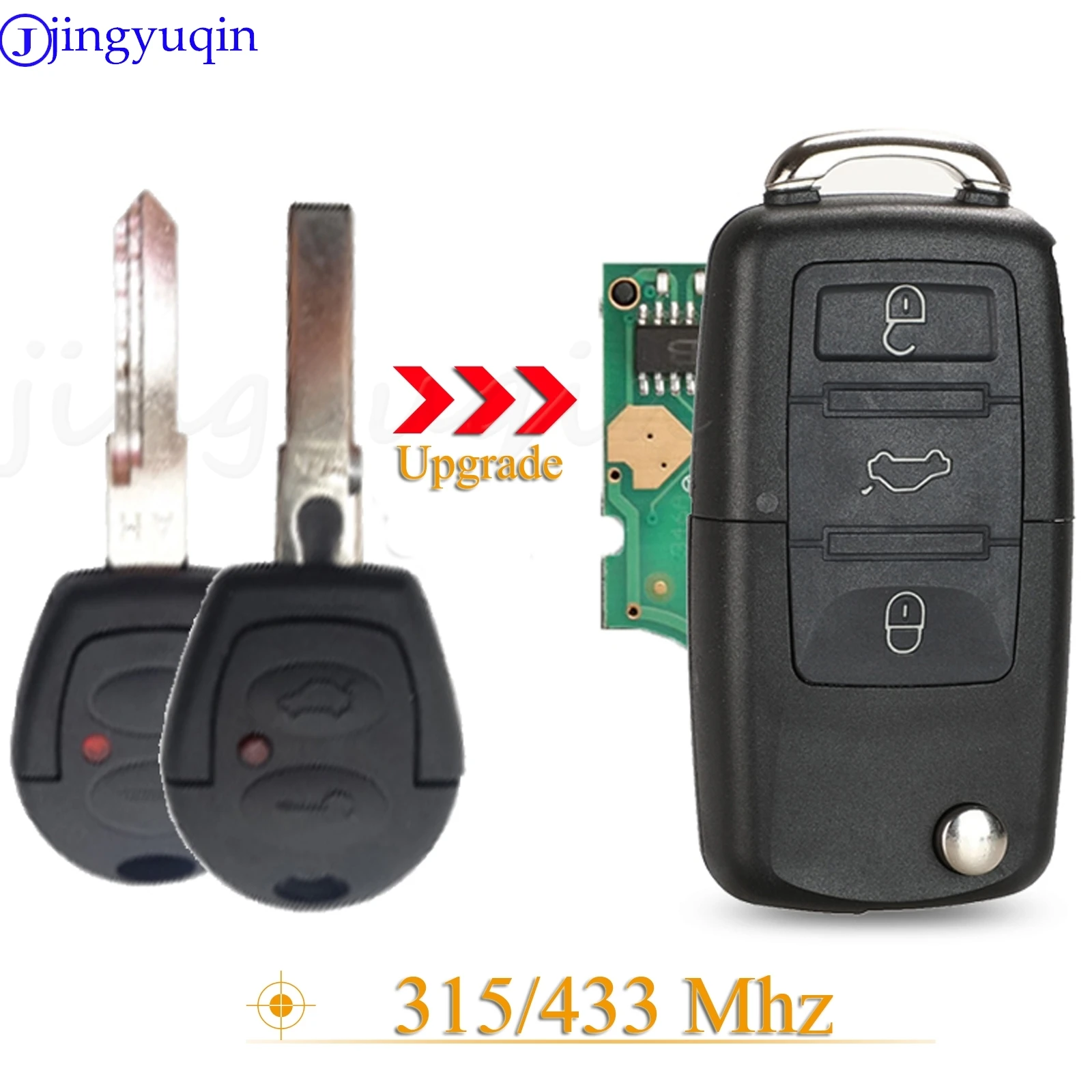 

jingyuqin 3 Buttons Smart Remote Car Key For VW/Volkswagen Gol Golf Jetta Fox Brazil 315/433Mhz ID48 Chip