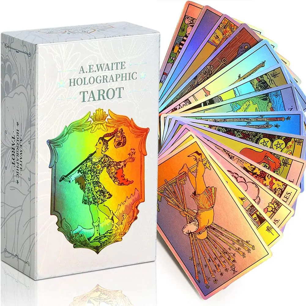 10.3*6cm MagicSeer Rainbow Tarot Cards Decks, Tarot Card and Book Sets for Beginners, Holographic Tarot Deck