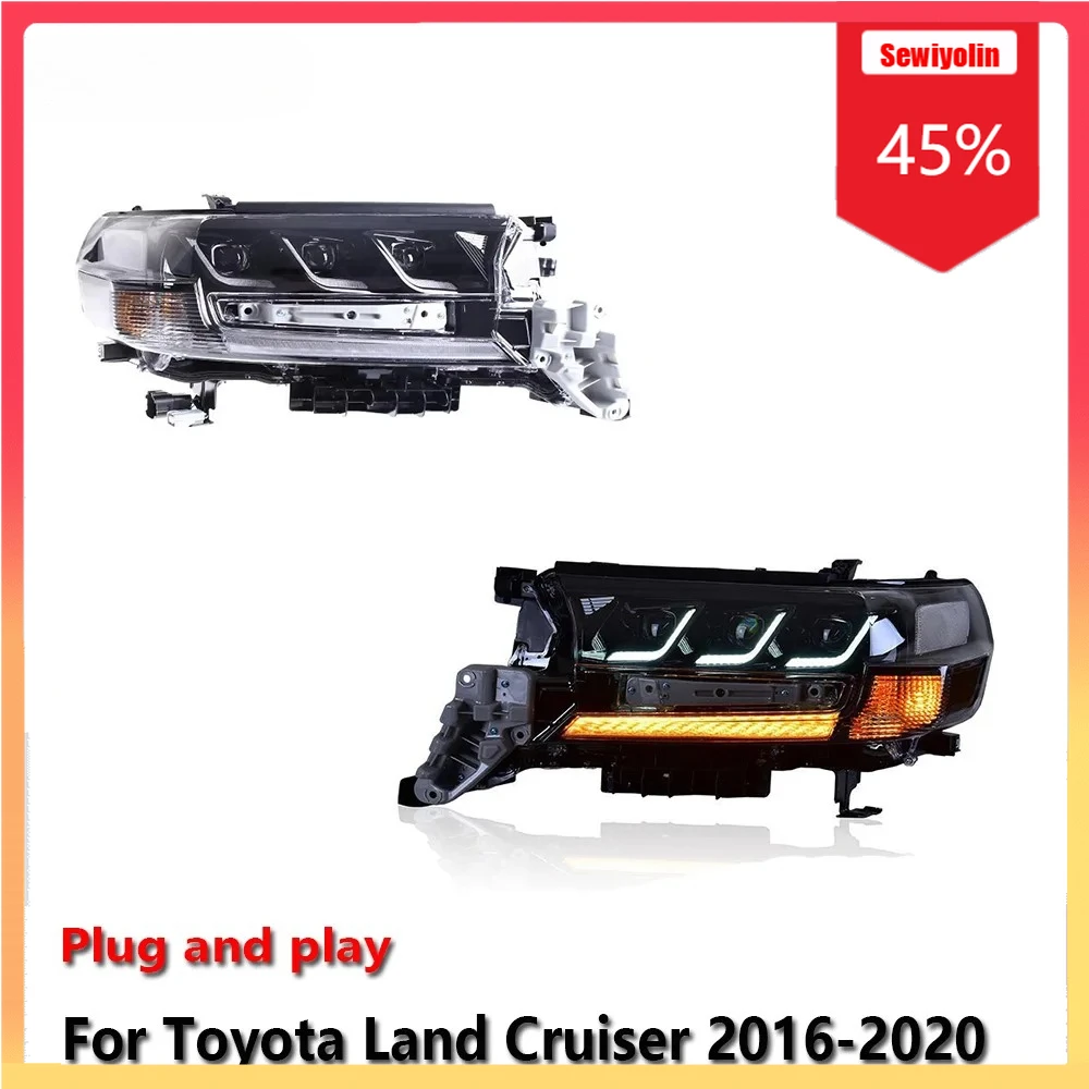 

Автомобильные светодиодные фары, автомобильные детали для Toyota Land Cruiser 2016-2020, противотуманные DRL, стоп-сигнал, указатель поворота, Plug and Play