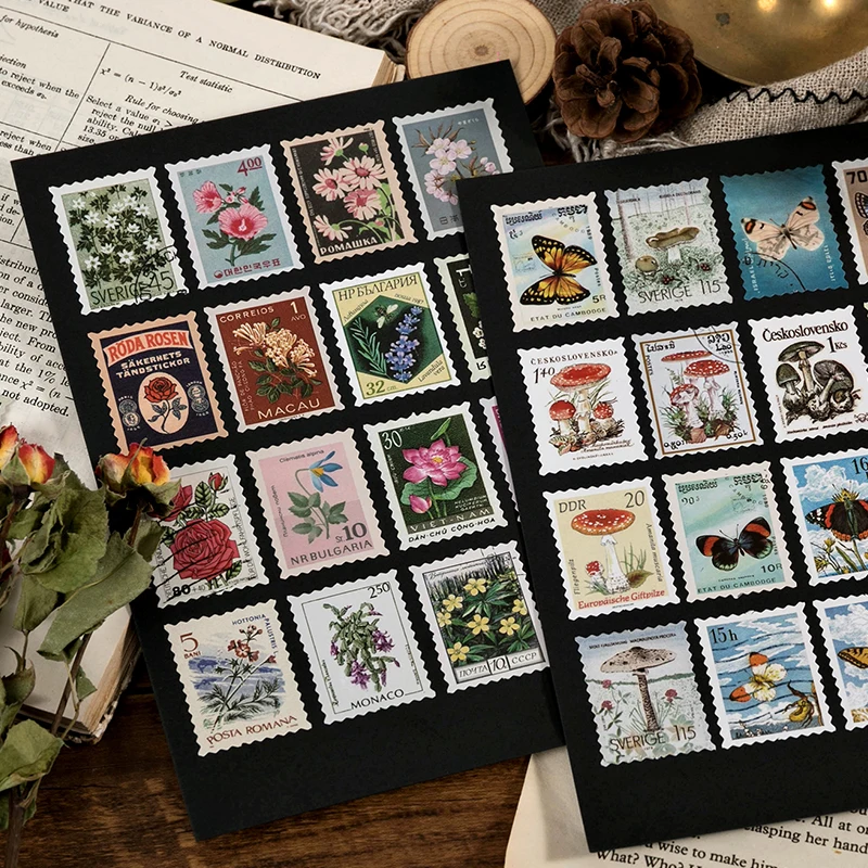 Philatelistische Museumsserie Vintage-Stempelaufkleber-Set Retro-Poststempel-Sticker für Scrapbook, Journal, Junk Journal und DIY-Bastelarbeiten