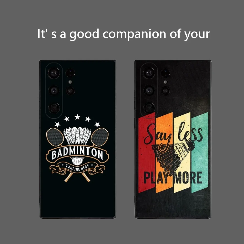 

Badminton Sport Back Phone Case For Samsung Galaxy S25 Ultra S22 S23 S24 Ultra S21 S20 5G Protective Soft Silicone TPU Funda