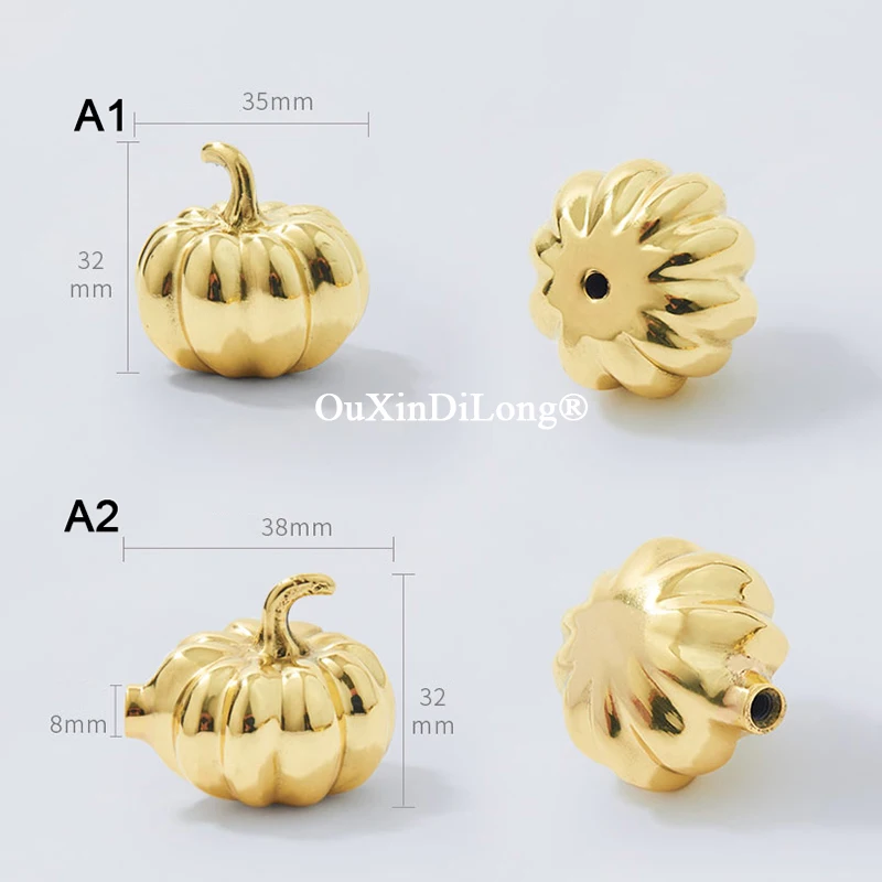 HOT 4PCS Solid Brass Pumpkin Furniture Pulls Handles Drawer Knobs Cupboard Wardrobe Closet TV Wine Cabinet Pulls Knobs Gifts